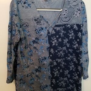 Lucky Brand lightweight Blue Floral Blouse